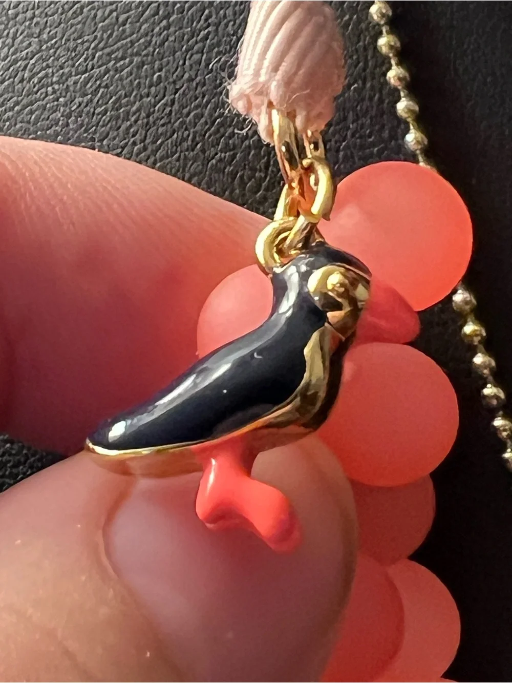 Colorful Pineapple Pendant Beaded Necklace - Pink & Coral